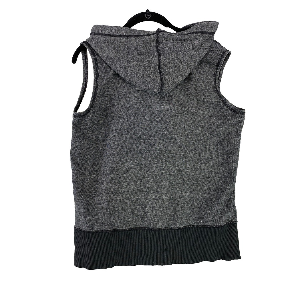 Vintage Anchor Blue Hoodie Vest Men's Small Gray Full Zip Sleeveless Sweater